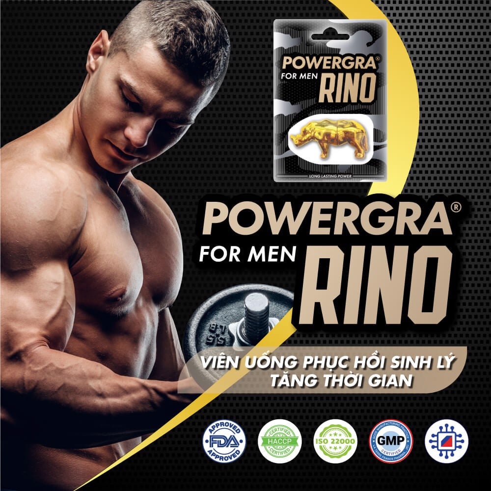  Shop bán Viên uống phục hồi sinh lý kéo dài thời gian Powergra For Men Rino - Vỉ 1 viên  chính hãng