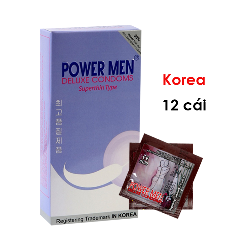 Bao cao su Power Men Duluxe Superthin siêu mỏng powermen chính hãng Hàn Quốc