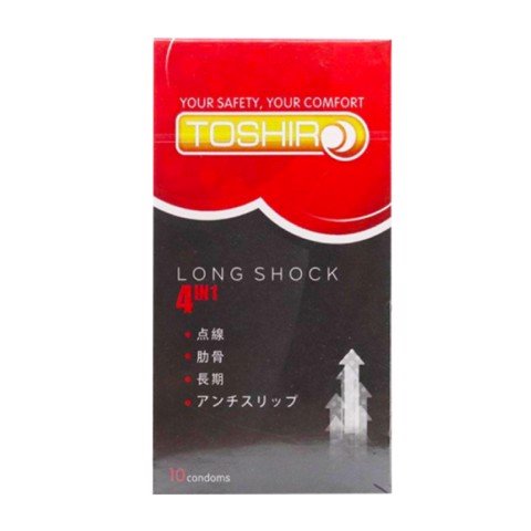 Bao cao su Toshiro Long Shock 4in1 - Kéo dài thời gian - Hộp 10 cái