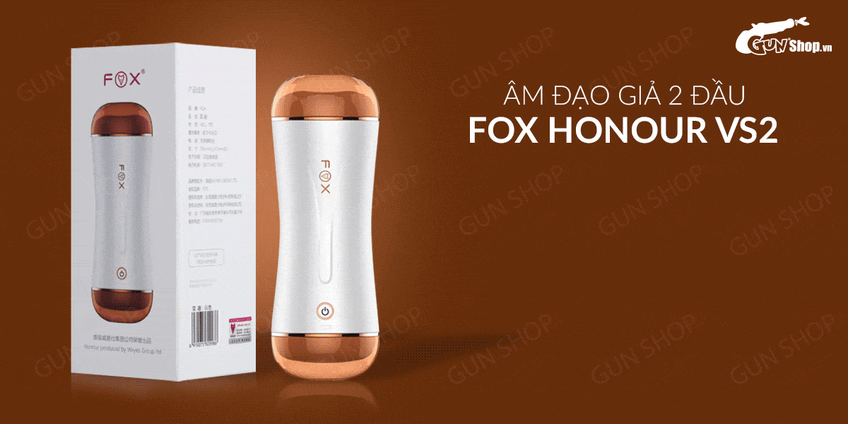 Âm đạo giả 2 đầu rung và rên, dùng sạc - Fox Honour VS2