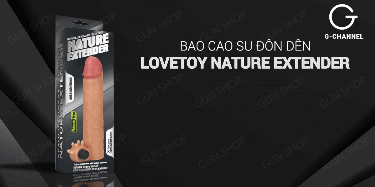 Bao cao su đôn dên tăng kích thước rung, tăng 38mm - Lovetoy Nature Extender