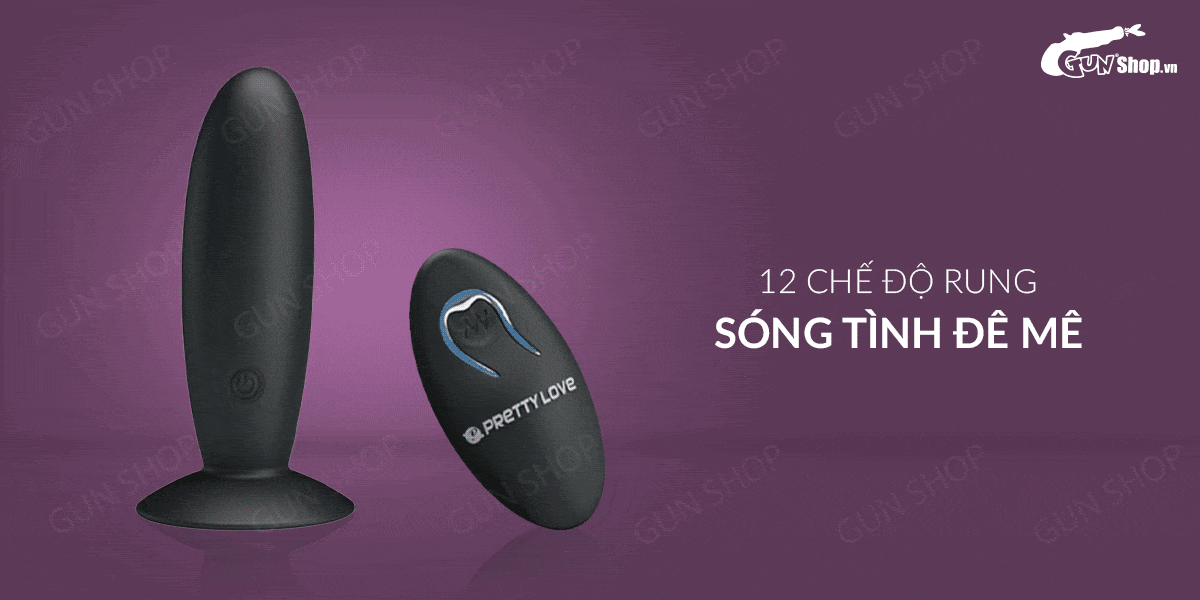 Que rung kích thích hậu môn 12 chế độ rung, điều khiển từ xa, dùng sạc - Pretty Love Remote Control Vibrating Plug