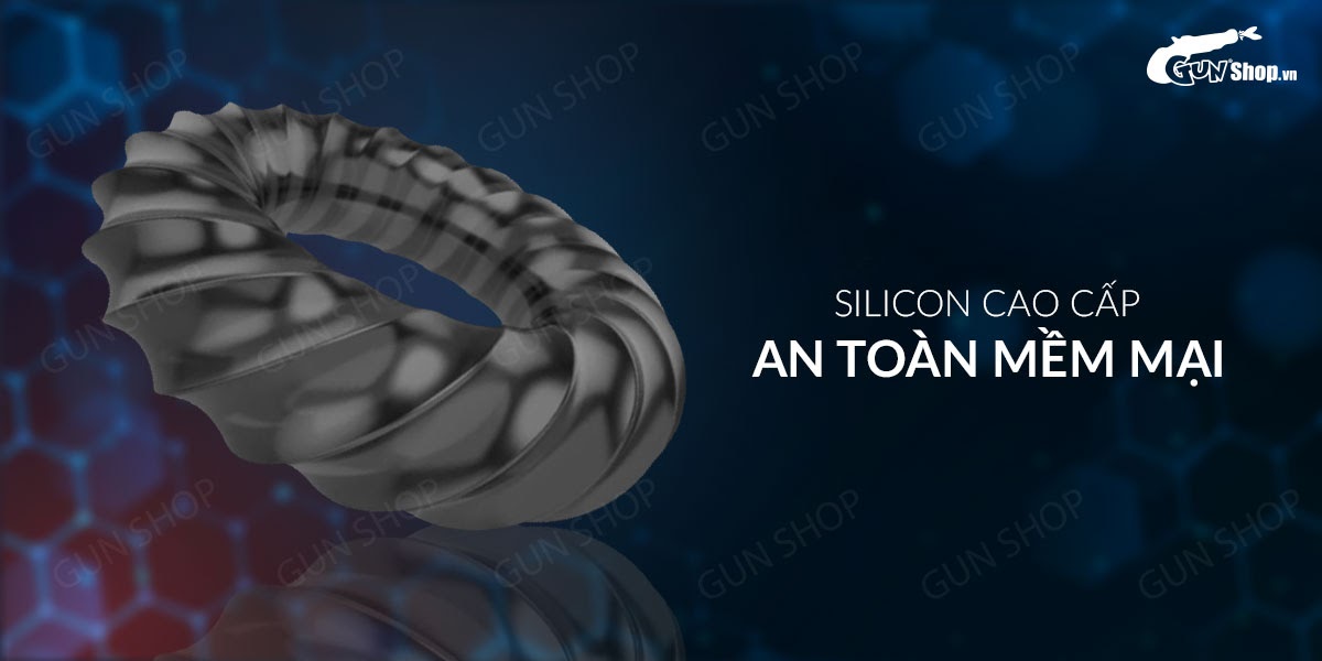 Vòng đeo dương vật kéo dài thời gian, trì hoãn xuất tinh 3D - Cock Ring Đen