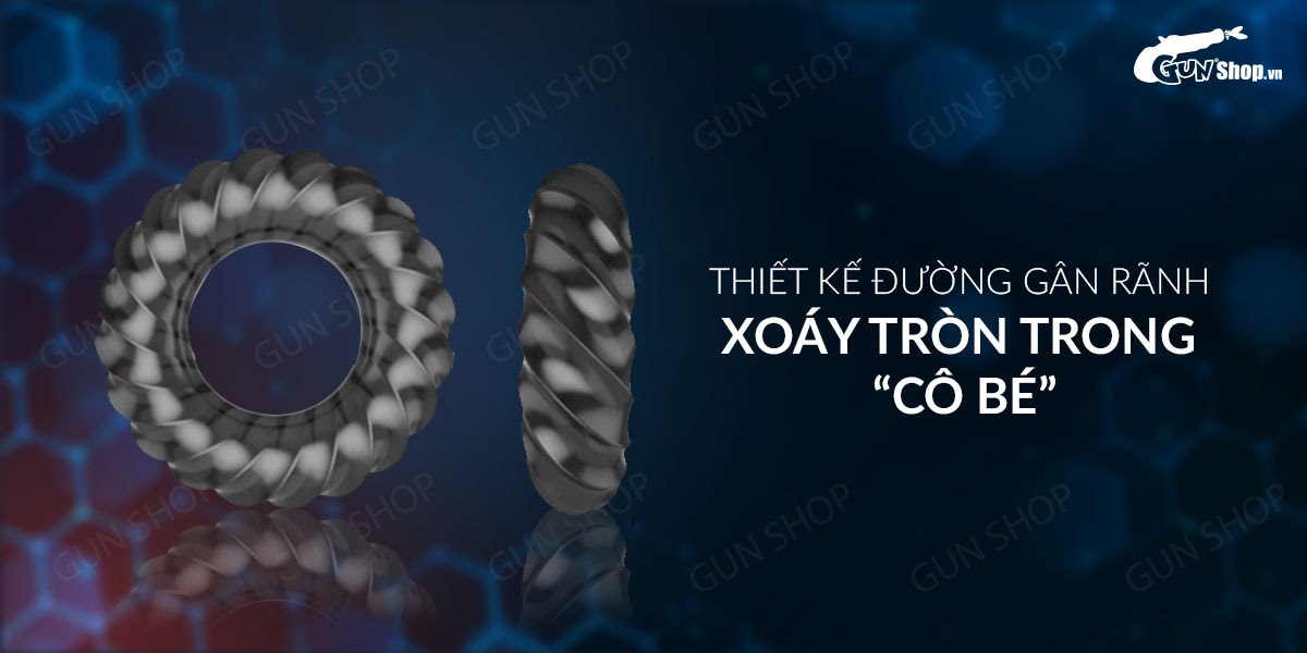 Vòng đeo dương vật kéo dài thời gian, trì hoãn xuất tinh 3D - Cock Ring Đen