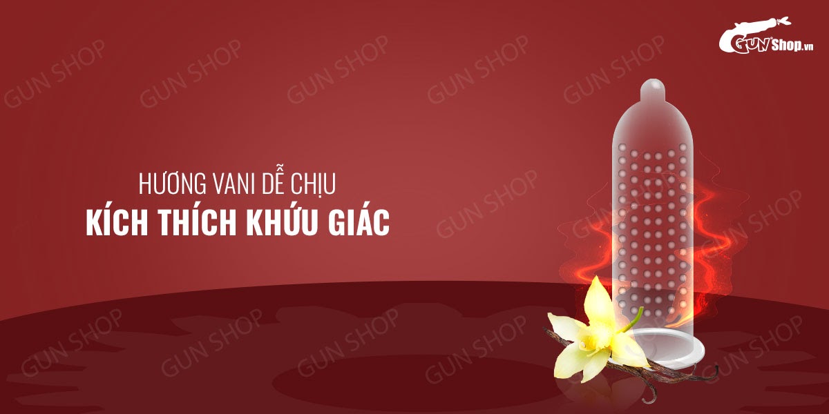 Bao cao su OLO 0.01 Large Bump Stimulation - Siêu mỏng, nóng ấm, hương vani - Hộp 10 cái