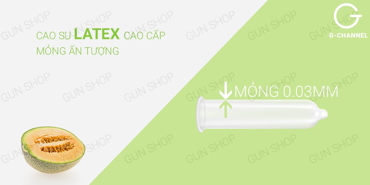 Bao cao su Nakanishi - Siêu mỏng 0.03mm - Hương dưa lưới