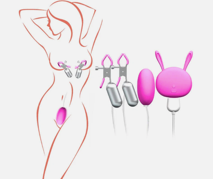 Trứng rung Mizzzee PUNCH DELIGHT kẹp ti lưỡi liếm đa chế độ kích thích