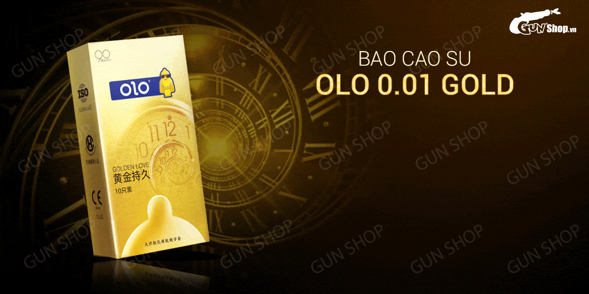  Phân phối Bao cao su OLO 0.01 Gold - Siêu mỏng kéo dài thời gian - Hộp 10 cái loại tốt