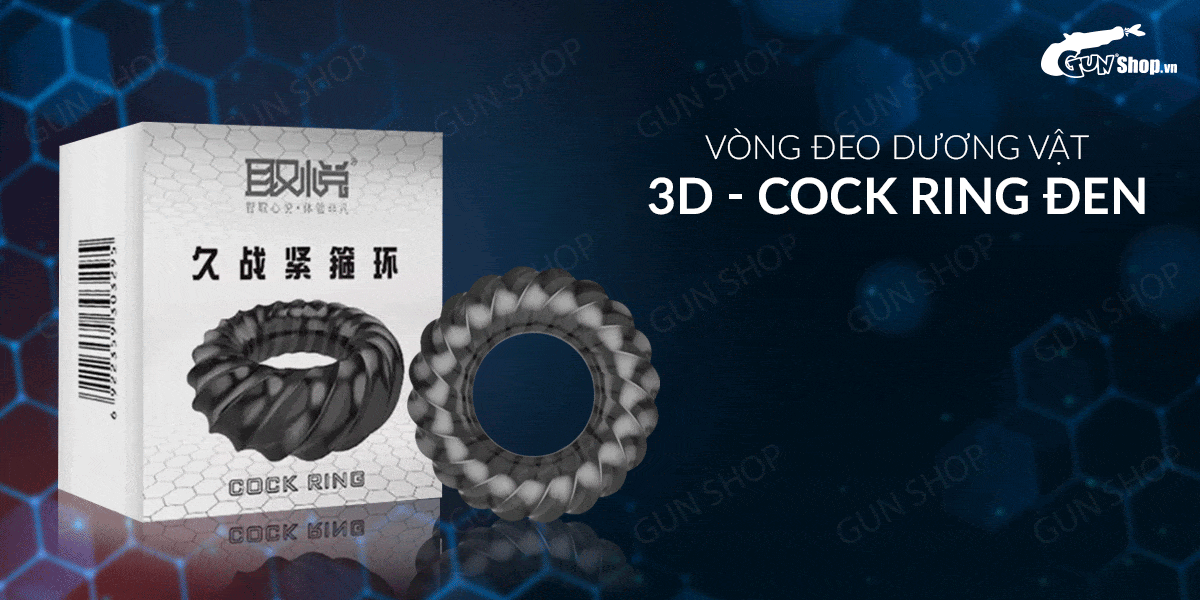  Bán Vòng đeo dương vật kéo dài thời gian trì hoãn xuất tinh 3D - Cock Ring Đen giá sỉ