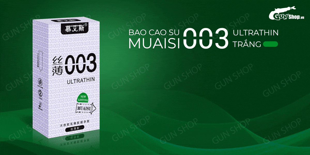  Cửa hàng bán Bao cao su Muaisi 0.03 Ultrathin Trắng - Siêu mỏng siêu mềm - Hộp 12 cái giá sỉ