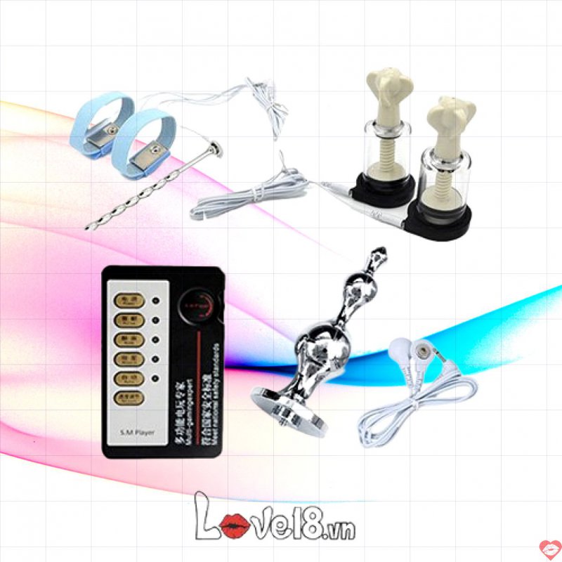 Combo dụng cụ bạo dâm kích thích bằng xung điện