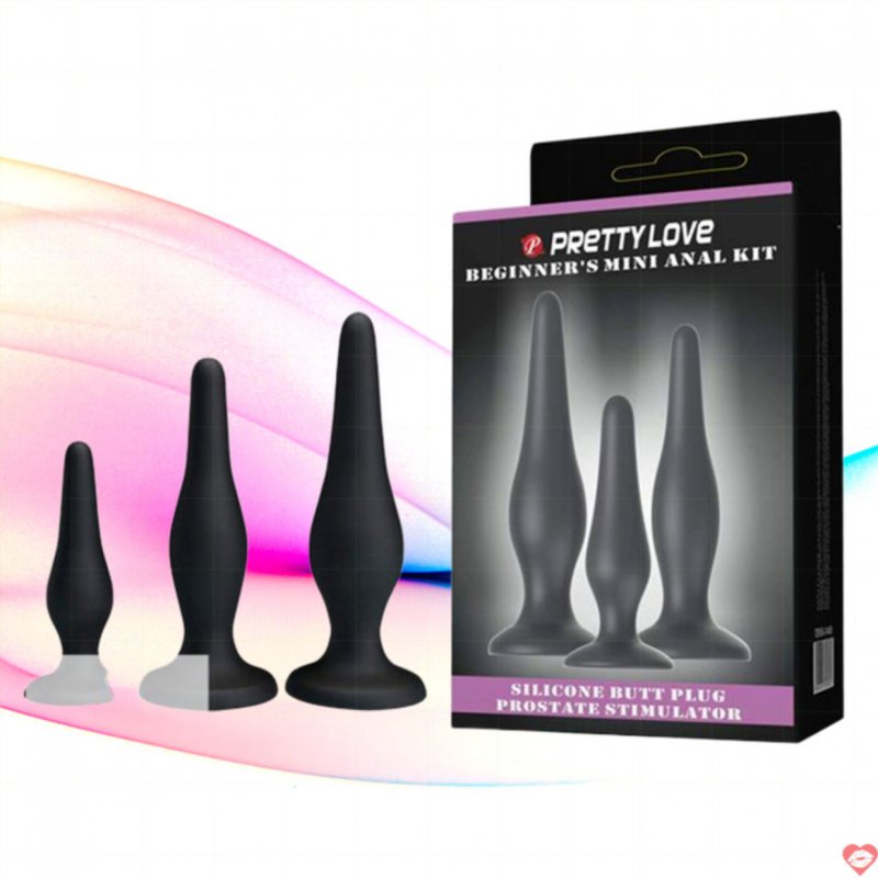 Bộ 3 butt plug silicone gắn tường Pretty Love