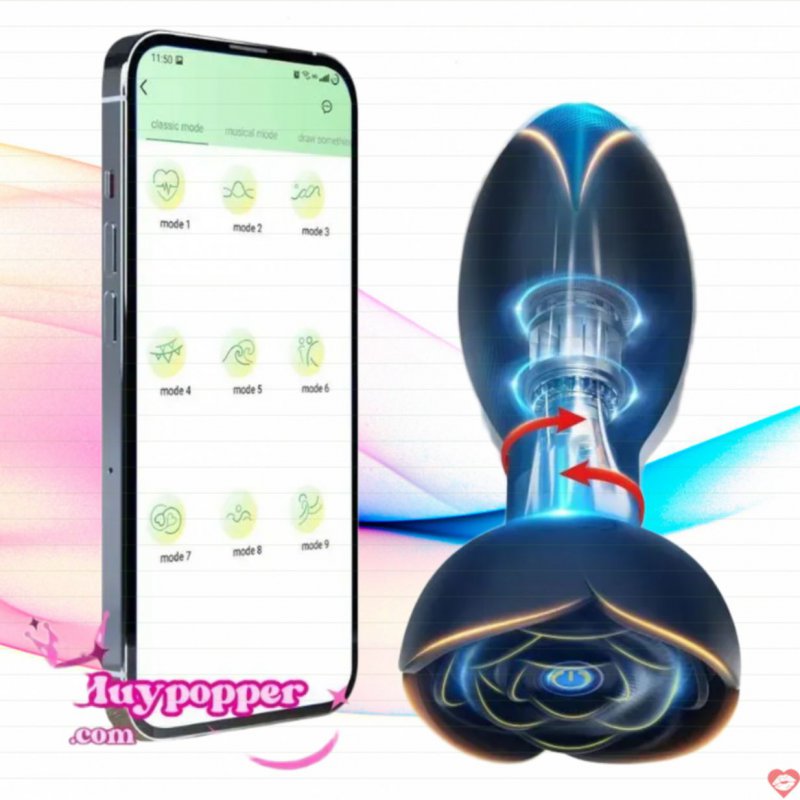 Plug hậu môn rung xoay điều khiển app cho gay