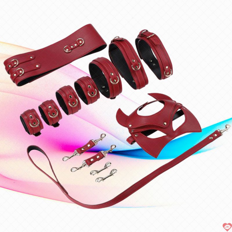 Bộ dụng cụ hỗ trợ tình dục màu đỏ BDSM 02