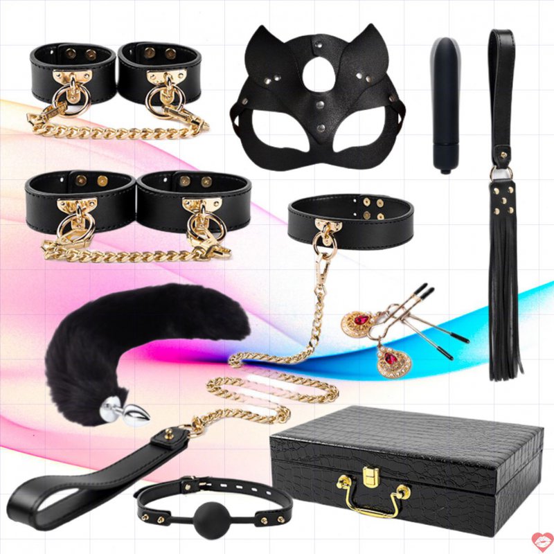 Bộ BDSM Bạo Dâm 9 Món Cao Cấp - Có Kèm Que Rung - Đuôi Cáo - Hộp Đựng Sang