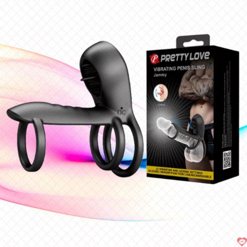 Vòng treo dương vật Prettylove Sling rung liếm cực phê