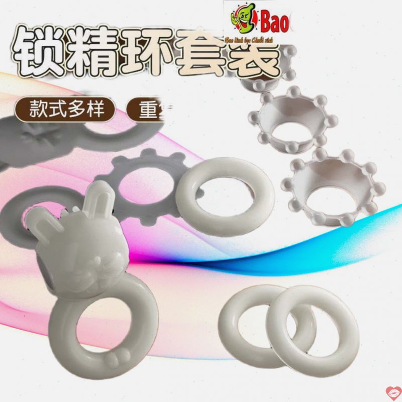 Bộ vòng đeo dương vật Jiuuy bi vòng Himiki đeo tai thỏ rung 7 món