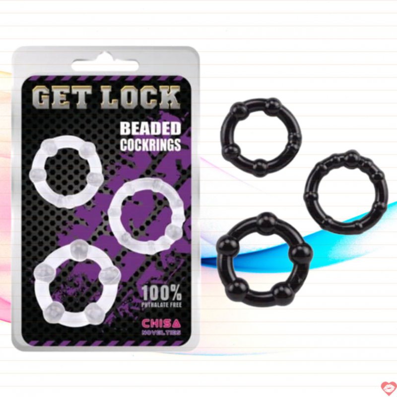 Bộ 3 Vòng Đeo Dương Vật Đính Cườm Kéo Dài Thời Gian Get Lock Chisa