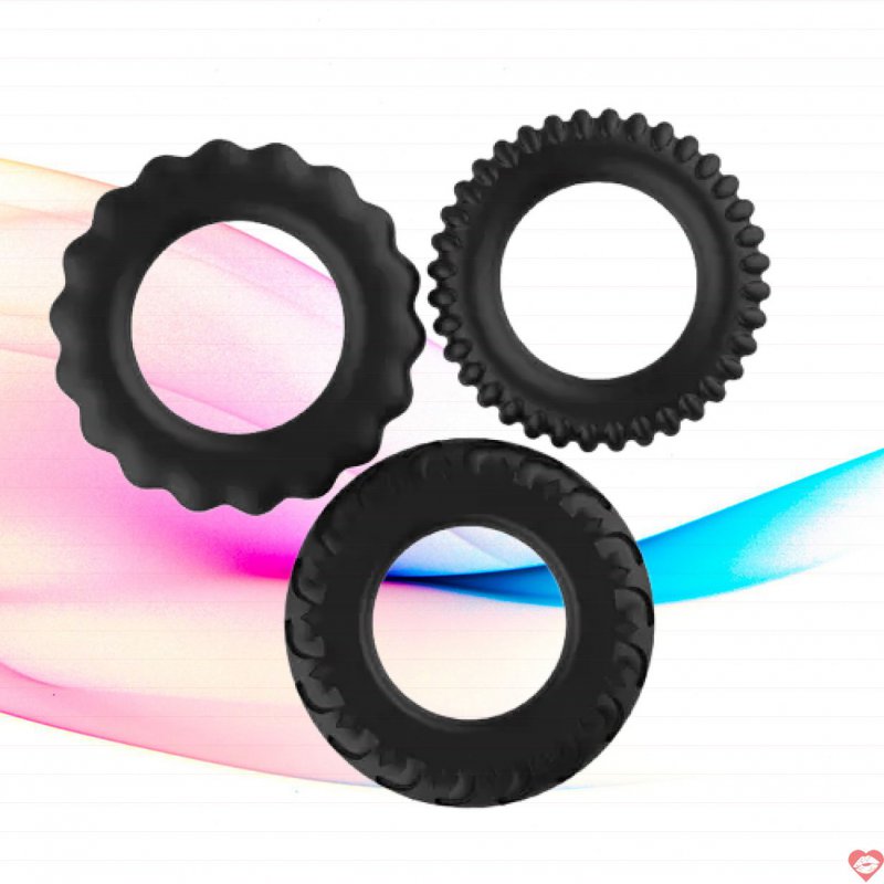 ộ 3 vòng đeo cu cao cấp cho nam BAILE DC60U bằng silicone có gân và răng cưa giúp tăng
