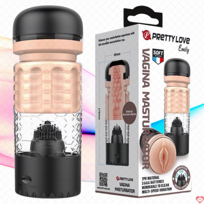 Âm đạo giả Pretty Love Emily lưỡi rung liếm siêu kích thích