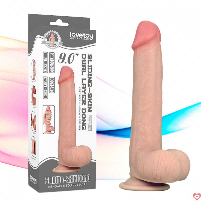 Dương Vật Giả Dildo Lovetoy 9.0″ Sliding Skin Dual Layer Dong – Màu da
