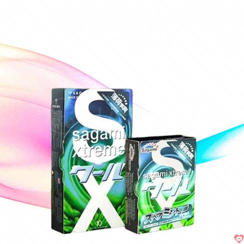 Bao cao su Sagami Xtreme Bạc Hà Siêu mỏng Kéo dài Hộp 10 