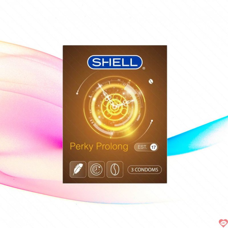Bao cao su Shell Perky Prolong siêu mỏng kéo dài hương cà phê kích thích mạnh mẽ hộp 3 
