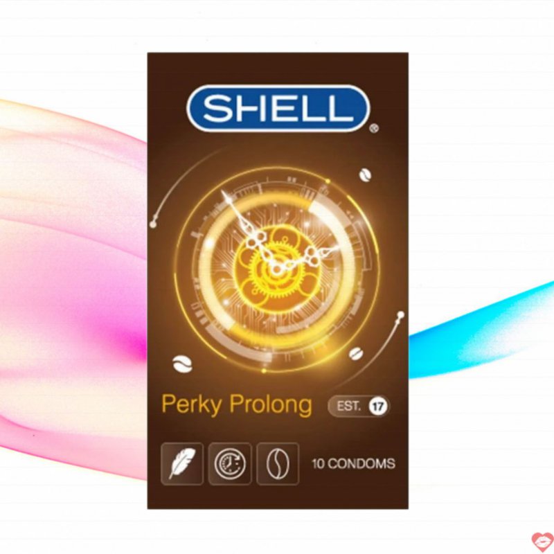 Bao cao su Shell Perky Prolong hương cà phê siêu mỏng 10 cái 