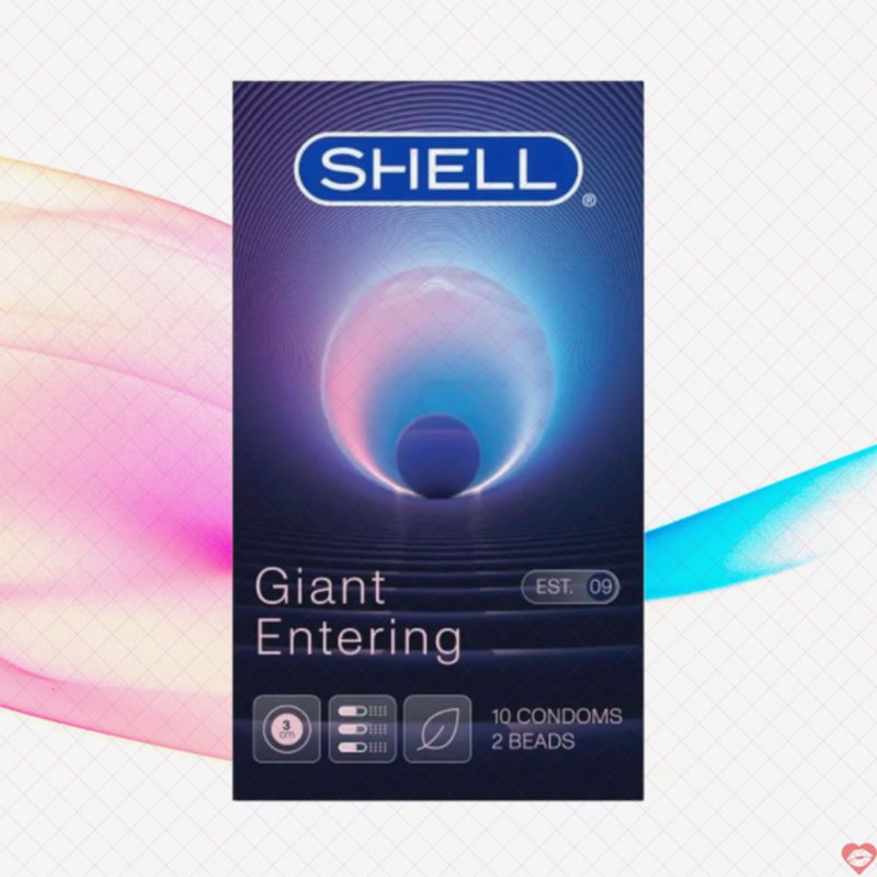 Bao cao su Shell Giant Entering gân bi 3cm chống tuột hộp 10 cái kích thích 
