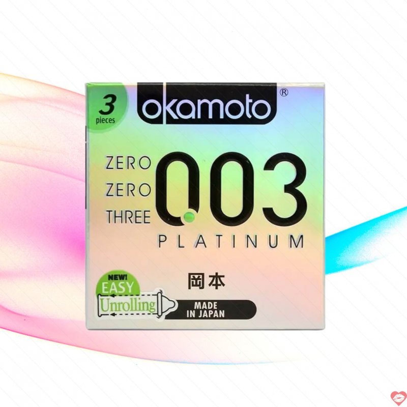 Bao cao su Okamoto 0.03 Platinum siêu mỏng gần như vô hình an toàn cao 