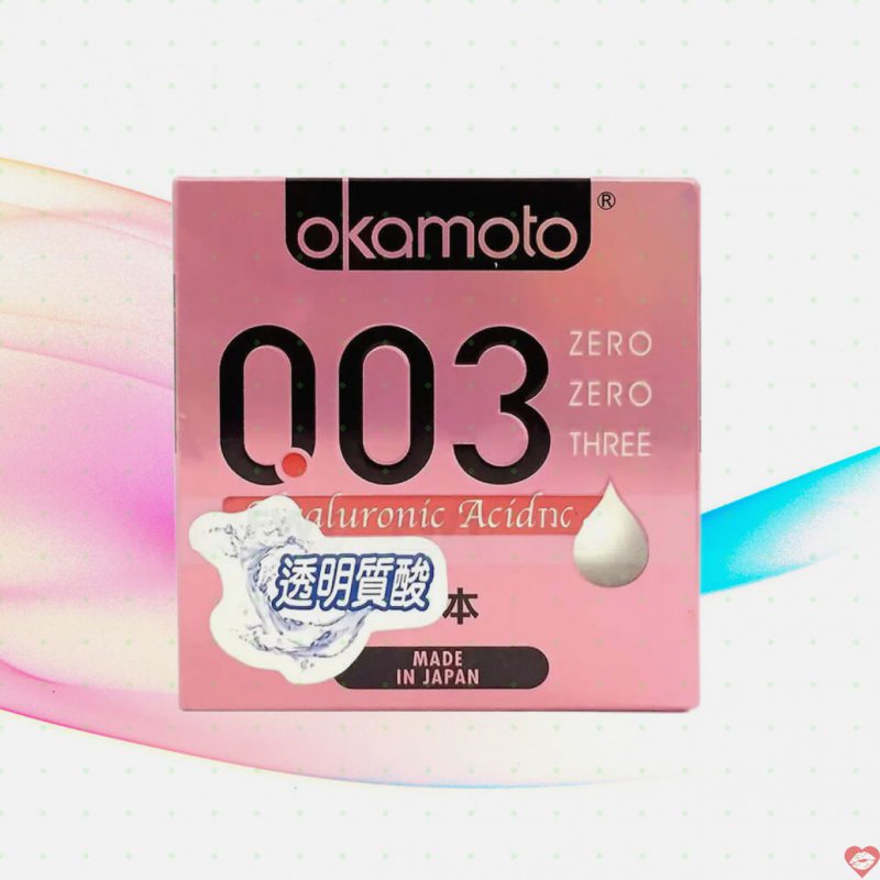 Bao Cao Su Okamoto 0.03 Hyaluronic Acid Siêu Mỏng Bôi Trơn 