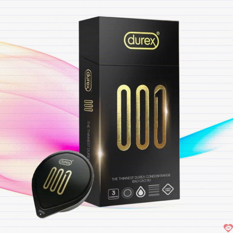 Bao cao su Durex 001 siêu mỏng an toàn hộp 3 cái giá tốt 