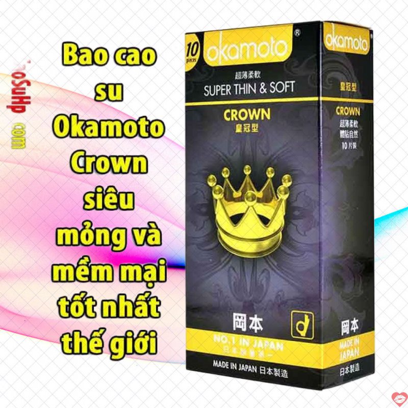 Bao cao su Okamoto Crown siêu mỏng mềm mại cảm giác tự nhiên nhất 