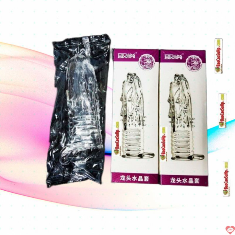Bao cao su đầu rồng gân gai, quai đeo silicon an toàn, kích thích 