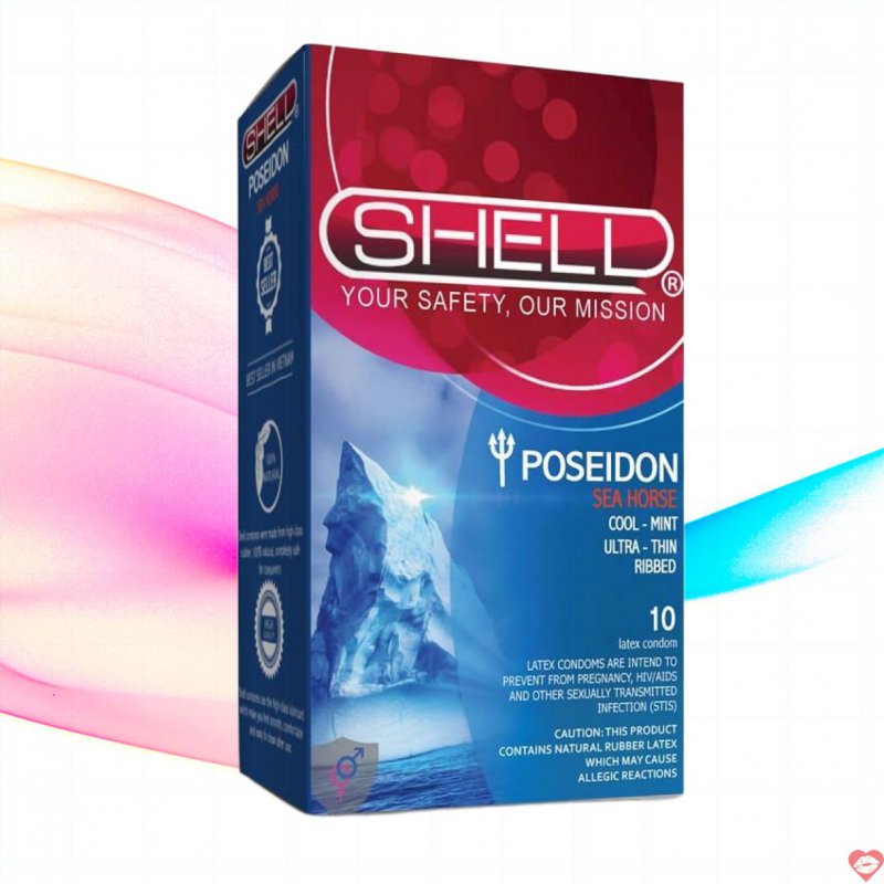 Bao Cao Su Shell Poseidon Mát Lạnh Gân Sọc Kích Thích Mạnh 