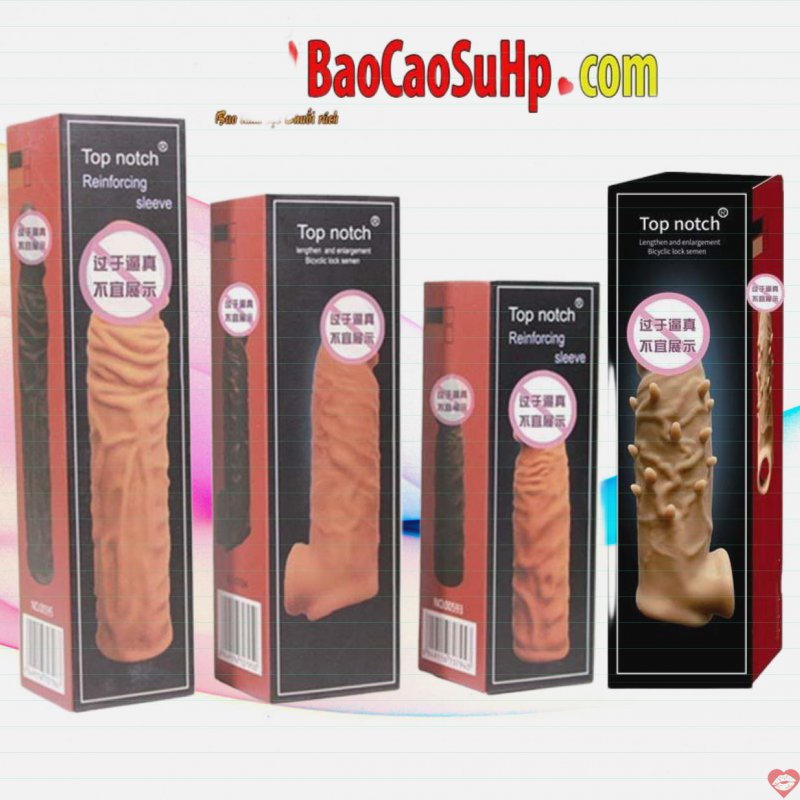 Bao cao su donden gai và gân có quai đeo Top notch tăng kích thước cậu bé