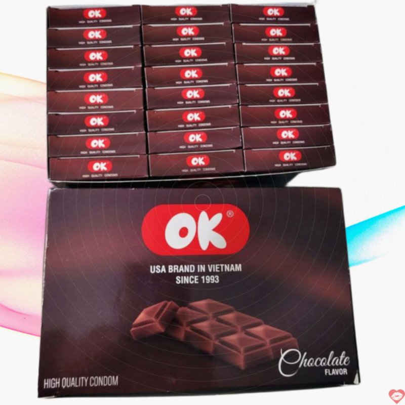 Bao cao su Ok vị Socola ngọt ngào dành cho gia đình 144c/1 hộp