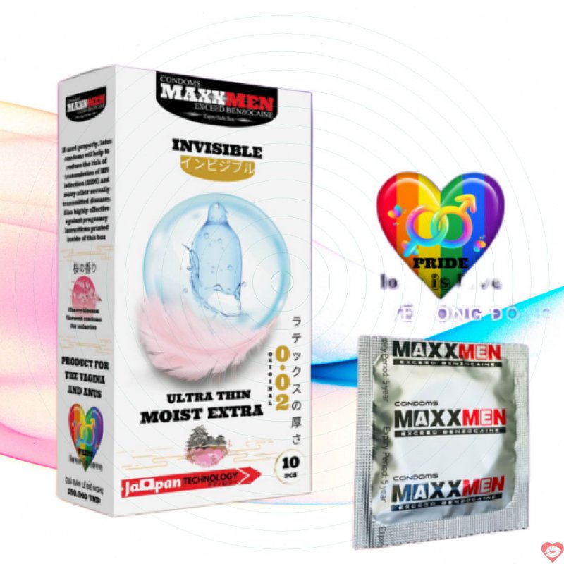 Bao cao su size 49mm Maxxmen Invisible 002 công nghệ NHẬT BẢN siêu mỏng gel silicone