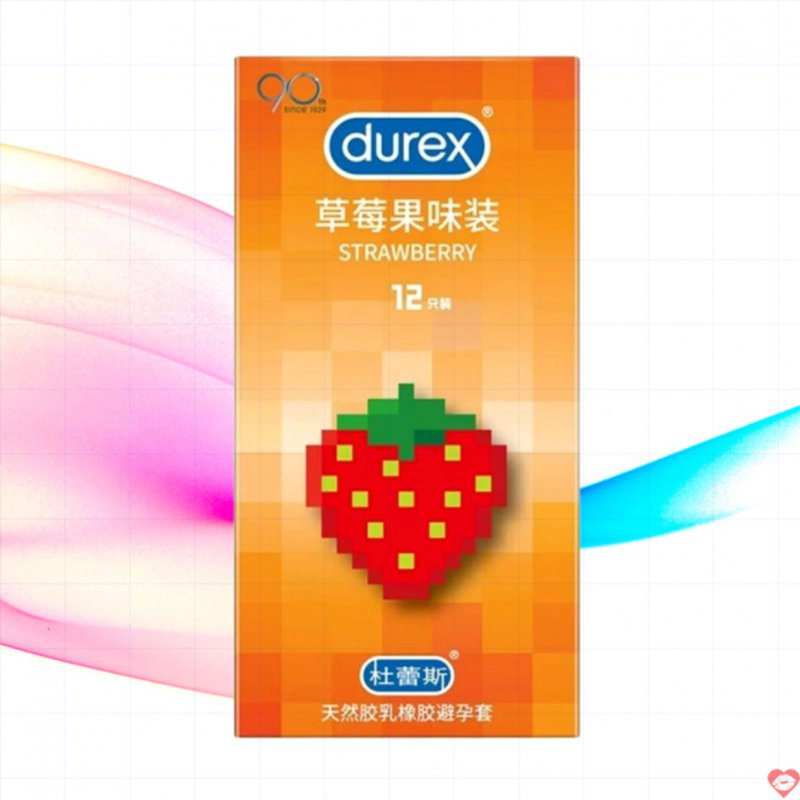 Bao cao su Durex Strawberry 56mm Hương dâu ngọt Mượt Mềm Hộp 12 cái 