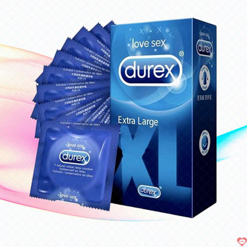 Bao cao su Durex Extra Large XL size lớn cao su thiên nhiên mỏng trơn 