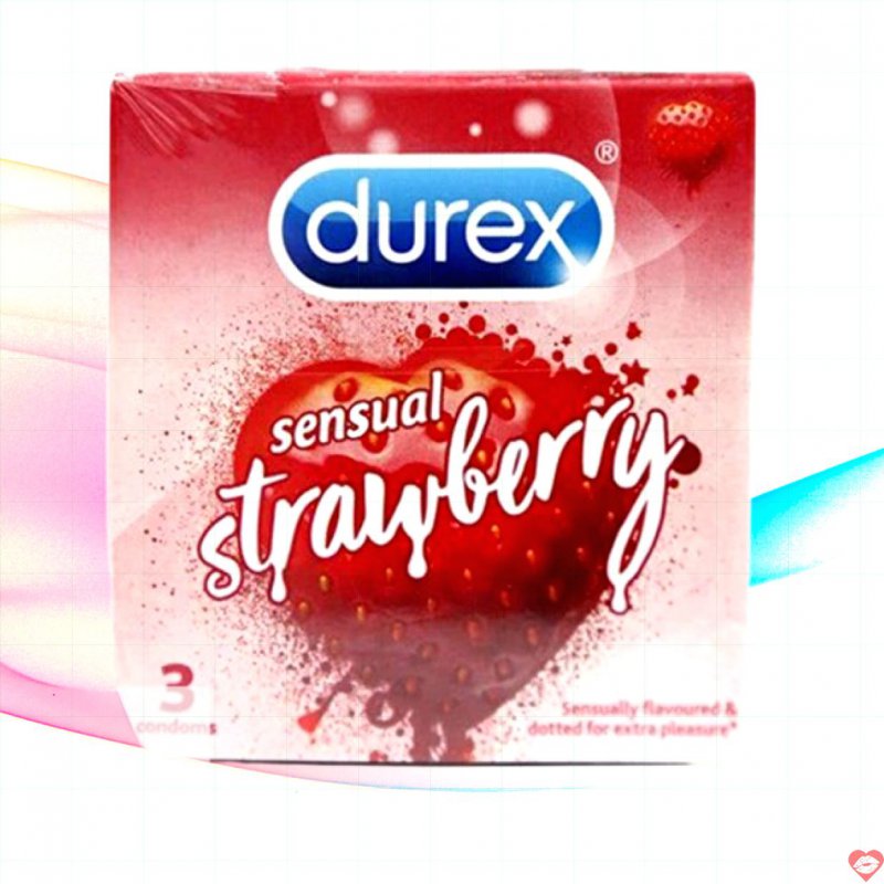 Bao cao su hương dâu gai nhỏ Durex Strawberry chính hãng hấp dẫn 