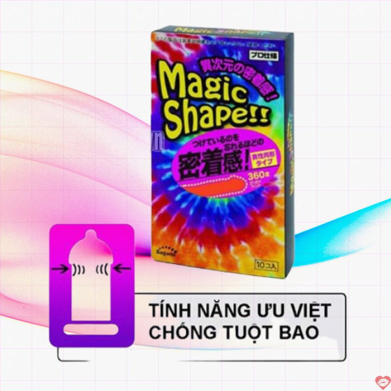 Bao cao su Sagami Magic Shape 3D gân sọc siêu mỏng cảm giác thật an toàn 