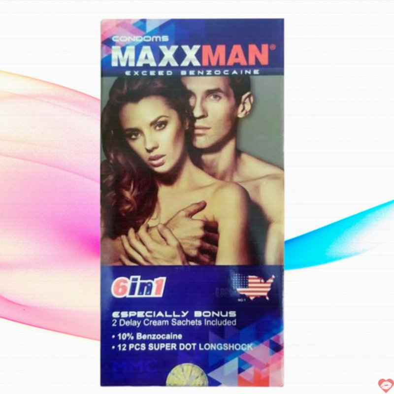 Bao cao su Maxman 6in1 gai râu hương dâu kéo dài thời gian 