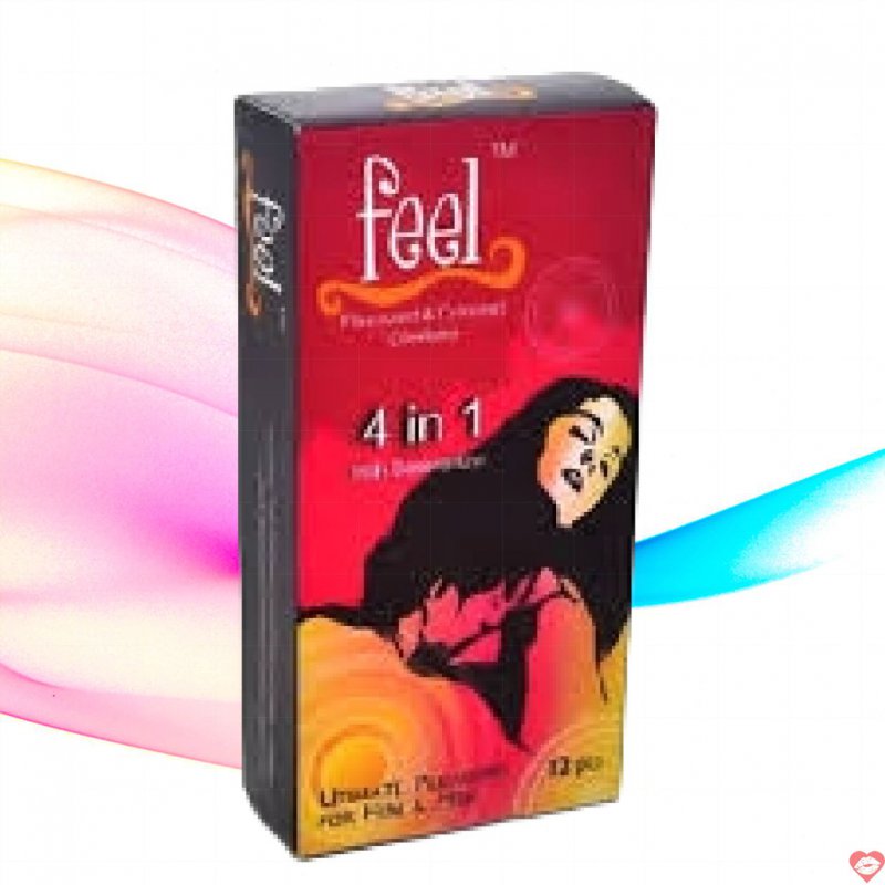 Bao Cao Su Feel 4in1 Gân Gai Kéo Dài Thời Gian Hộp 12 Chiếc 