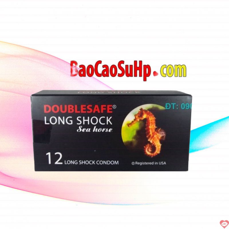 Bao cao su cá ngựa Double Long Shock bôi trơn yêu lâu hơn 