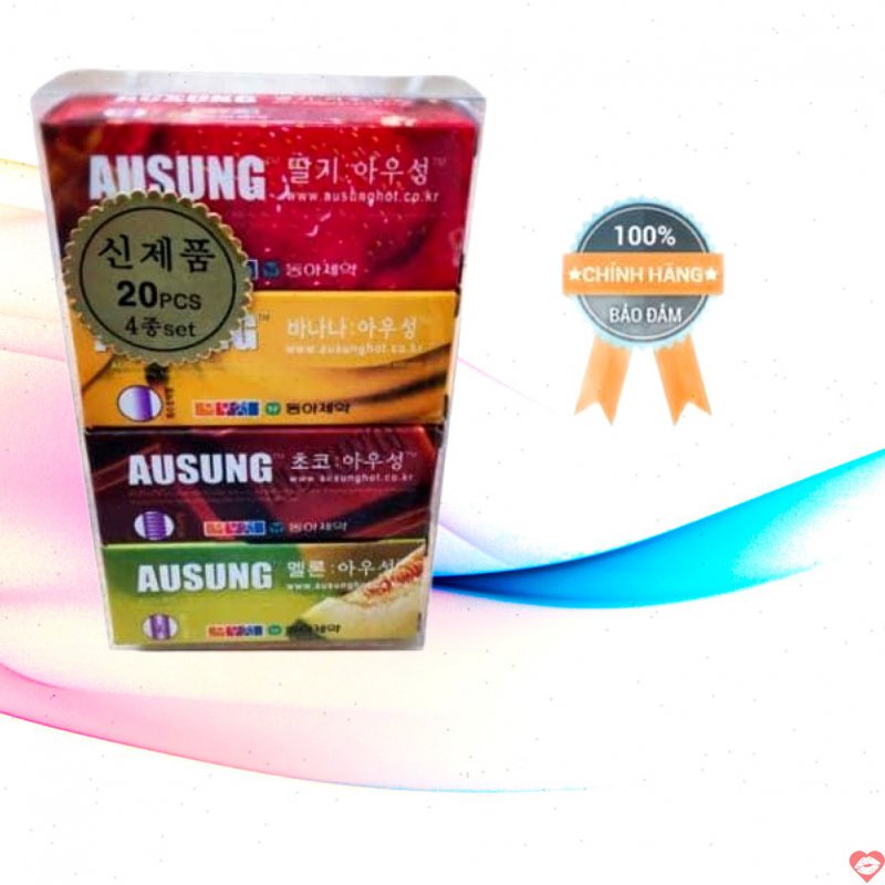 Bao cao su Hàn Quốc Ausung Prenium Fruity thơm mát hương hoa quả chính hãng 