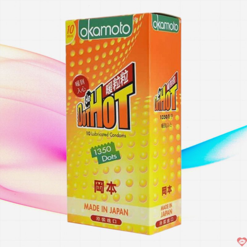 Bao cao su Okamoto Hot Dot sưởi ấm gai nổi tăng khoái cảm 