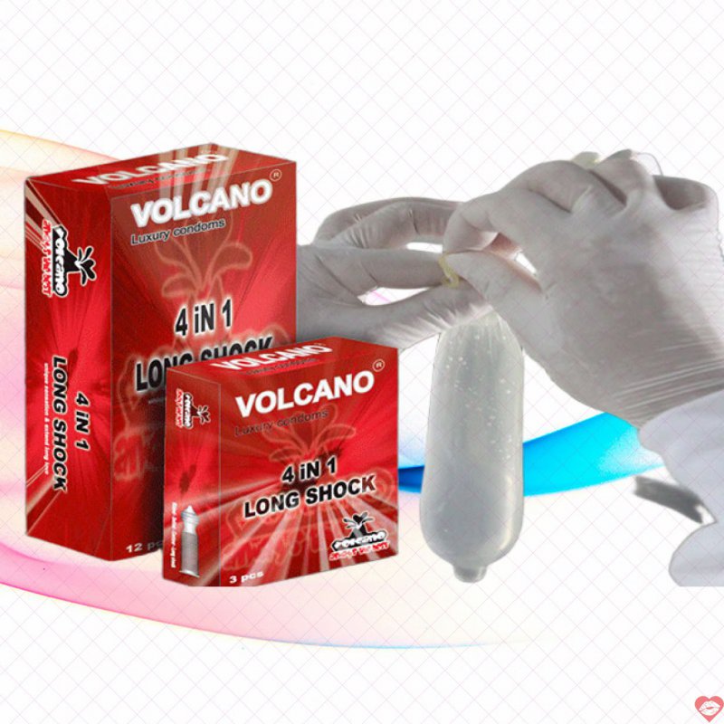 Bao Cao Su Volcano 4 in 1 16 cái nâng cấp 9% kéo dài thời gian an toàn tiện lợi 