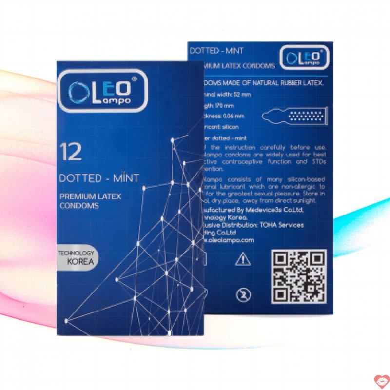 Bao Cao Su Oleo Dotted Gai Bạc Hà Hộp 12 Cái 
