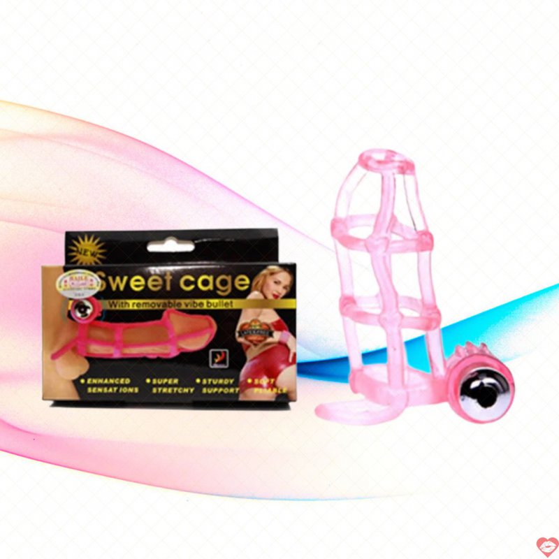 Bao cao su đôn dên rung Baile Sweet Cage lưới thông thoáng rung nhẹ kích thích 